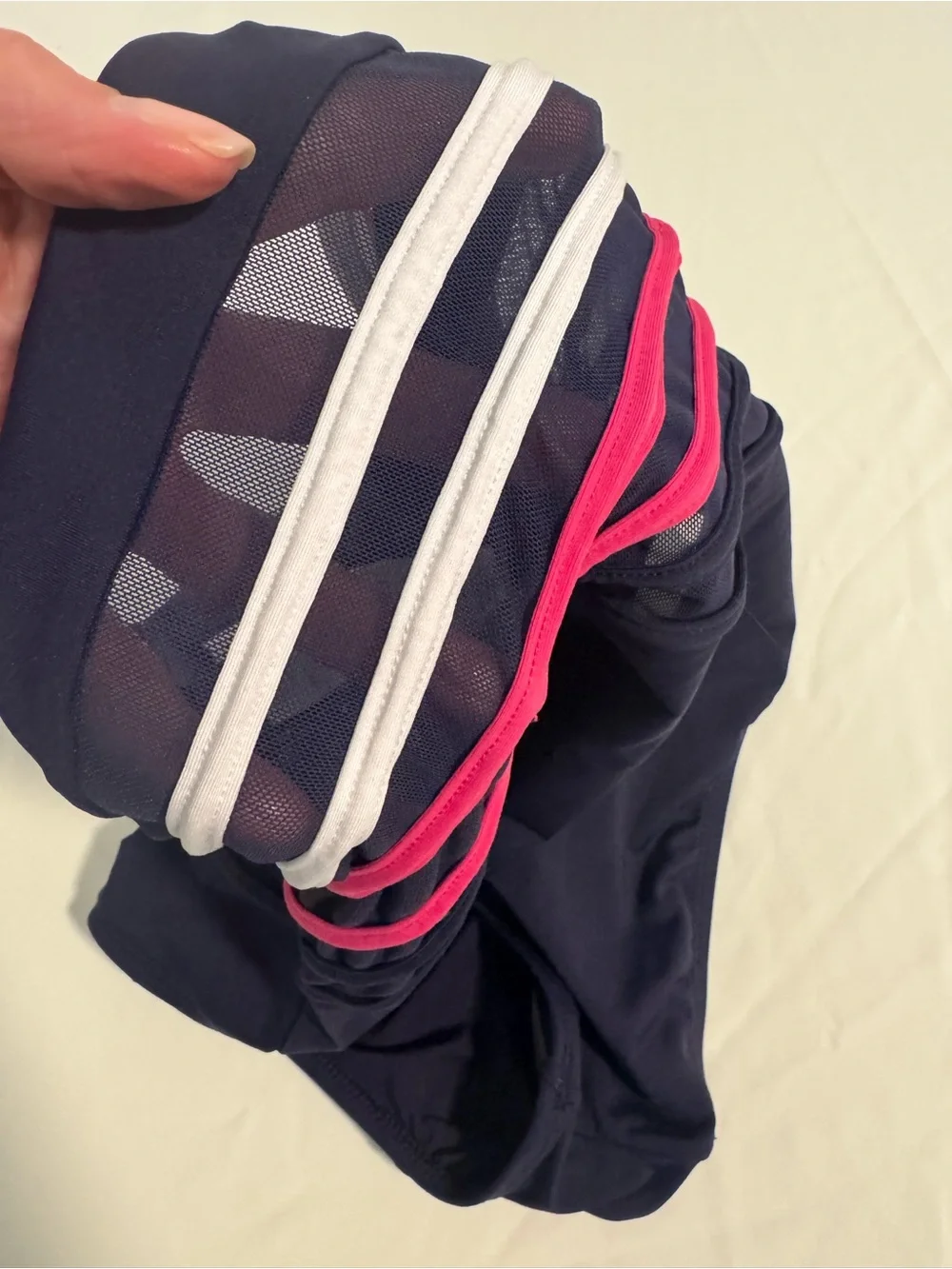 Nautica Navy One-Piece Swimsuit with White and Pink Stripes Size M - Picture 5 of 9